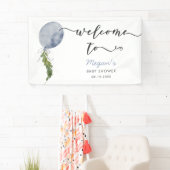 Rustiek Blauw Ballon Baby shower Welkom Spandoek (Insitu)