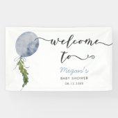 Rustiek Blauw Ballon Baby shower Welkom Spandoek (Horizontaal)
