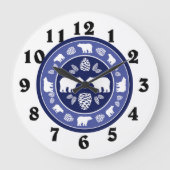 Rustiek blauw beer pinecone  grote klok (Voorkant)