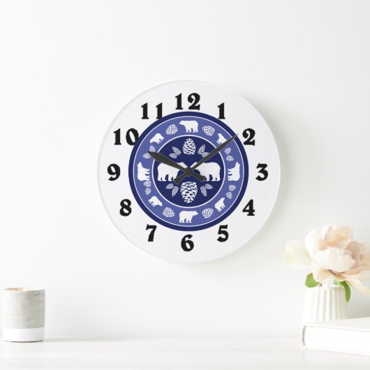 Rustiek blauw beer pinecone  grote klok (Huis)