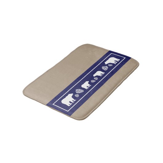 Rustiek blauw beer pinecone memory foam badmat (Gekanteld)