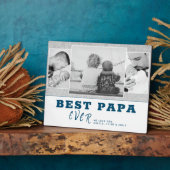 Rustiek Blauw Best Papa Father`s Day 3 Fotocollage Fotoplaat (Zijkant)