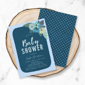 Rustiek Blauw Bloemen Baby shower Invitation Kaart