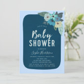 Rustiek Blauw Bloemen Baby shower Invitation Kaart (Staand voorkant)