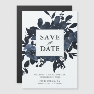 Rustiek Blauw Bloemen Boeket Save the Date Magnetische Uitnodiging