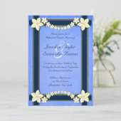 Rustiek Blauw Bloemen Bruiloft repetitie diner uit Kaart (Staand voorkant)