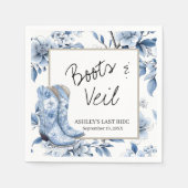 Rustiek Blauw Bloemen Cowgirl Trouwservetten - Laa Servet (Voorkant)