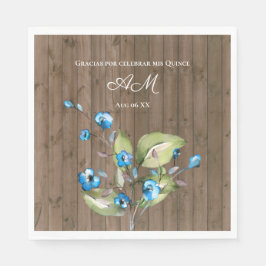 Rustiek Blauw Bloemen Gracias Por Celebrar mis Qui Servet