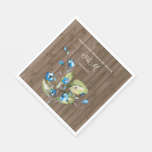 Rustiek Blauw Bloemen Gracias Por Celebrar mis Qui Servet (Hoek)