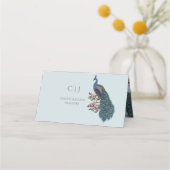 Rustiek Blauw Bloemen Pauw bruiloft Plaatskaartje (Achterkant)