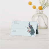 Rustiek Blauw Bloemen Pauw bruiloft Plaatskaartje (Voorkant)