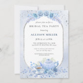 Rustiek Blauw Bloemen Tea Party Vrijgezellenfeest Kaart (Voorkant)