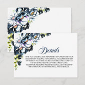Rustiek Blauw Bloemen Trouwdetails Informatiekaartje (Voorkant / Achterkant)