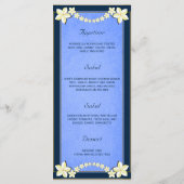 Rustiek Blauw Bloemenbruiloft Diner Menu Kaarten (Achterkant)