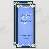 Rustiek Blauw Bloemenbruiloft Diner Menu Kaarten (Voorkant / Achterkant)