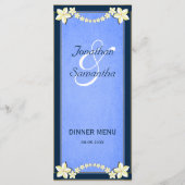Rustiek Blauw Bloemenbruiloft Diner Menu Kaarten (Voorkant)