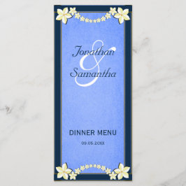 Rustiek Blauw Bloemenbruiloft Diner Menu Kaarten