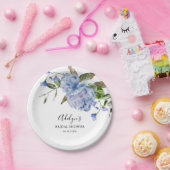 Rustiek blauw bloemengroen Vrijgezellenfeest Papieren Bordje (Feest)