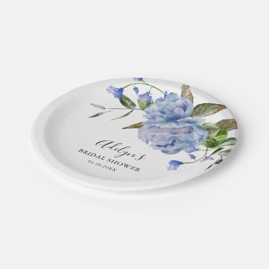 Rustiek blauw bloemengroen Vrijgezellenfeest Papieren Bordje (Gekanteld)