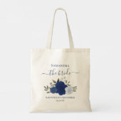 Rustiek Blauw Boho Rozen Elegante Bruid Trouwen Tote Bag (Achterkant)