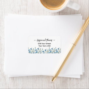 Rustiek Blauw Boho Wildflowers Trouwadres Etiket