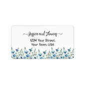 Rustiek Blauw Boho Wildflowers Trouwadres Etiket (Voorkant)