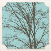 Rustiek Blauw Bruine Boom Branches Kartonnen Onderzetters (Voorkant)