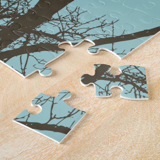 Rustiek Blauw Bruine Boom Branches Legpuzzel (Zijkant)