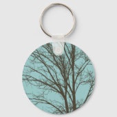 Rustiek Blauw Bruine Boom Branches Sleutelhanger (Voorkant)