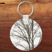 Rustiek Blauw Bruine Boom Branches Sleutelhanger (Achterkant)