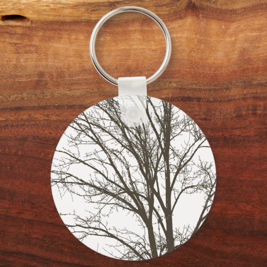 Rustiek Blauw Bruine Boom Branches Sleutelhanger (Achterkant)