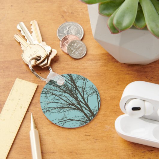 Rustiek Blauw Bruine Boom Branches Sleutelhanger (Bureau)