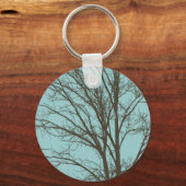 Rustiek Blauw Bruine Boom Branches Sleutelhanger (Voorkant)