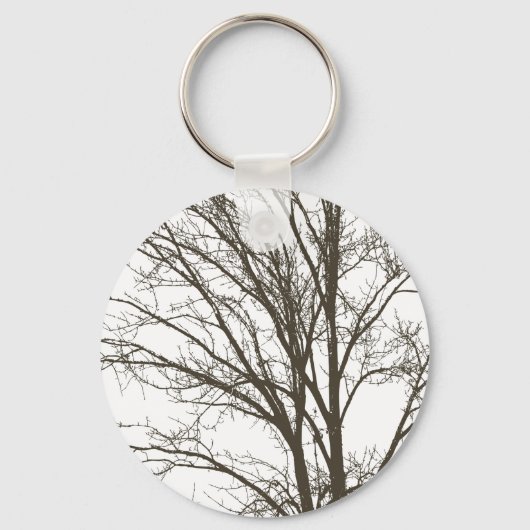 Rustiek Blauw Bruine Boom Branches Sleutelhanger (Achterkant)