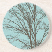 Rustiek Blauw Bruine Boom Branches Zandsteen Onderzetter (Voorkant)