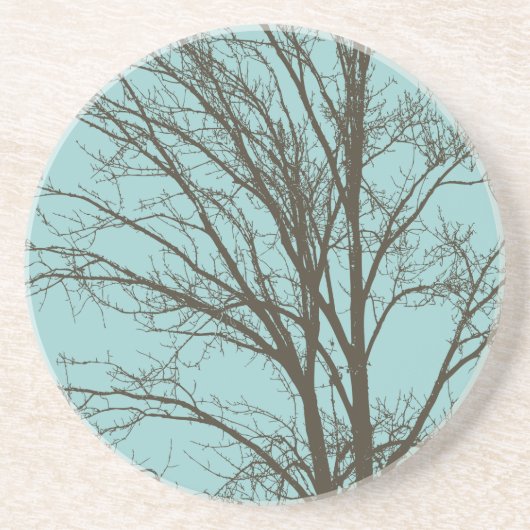 Rustiek Blauw Bruine Boom Branches Zandsteen Onderzetter (Voorkant)