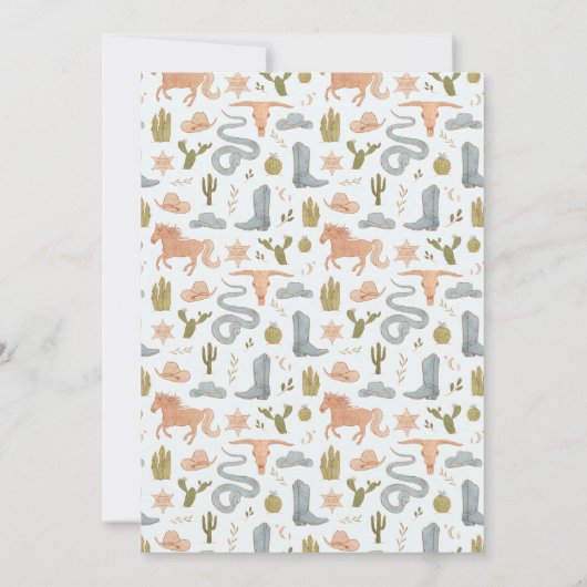 Rustiek Blauw Cowboy Verjaardagsfeest Bedankkaart (Achterkant)