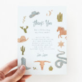 Rustiek Blauw Cowboy Verjaardagsfeest Bedankkaart