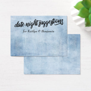Rustiek Blauw Datum Nacht Suggesties Pas getrouwd Visitekaartjes