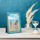 Rustiek Blauw Distressed Wood Tekst Foto Lijst Fotoplaat (Zijkant)