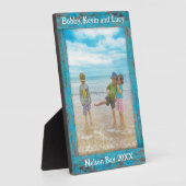 Rustiek Blauw Distressed Wood Tekst Foto Lijst Fotoplaat (Zijkant)