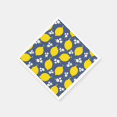 Rustiek blauw en geel citroenen patroon servet (Hoek)