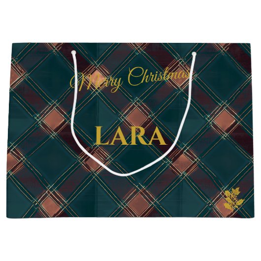 Rustiek blauw en koper geplakt Kerstmis Custom Groot Cadeauzakje (Voorkant)