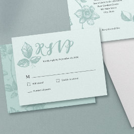 Rustiek Blauw Fantasievol Bloemmotief RSVP Kaartje