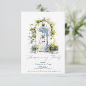 Rustiek blauw follage Green Housewarming Party Kaart (Staand voorkant)