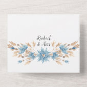 Rustiek Blauw Gedroogde Bloemen Handfasting Weddin All In One Uitnodiging (Achterkant)