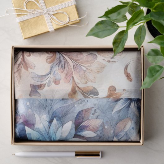 Rustiek Blauw  Geïnspireerd Bloemweefsel Papier (Geschenk)