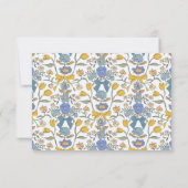 Rustiek Blauw Gele Bogen En Bloemen Trouwen RSVP Kaartje (Achterkant)