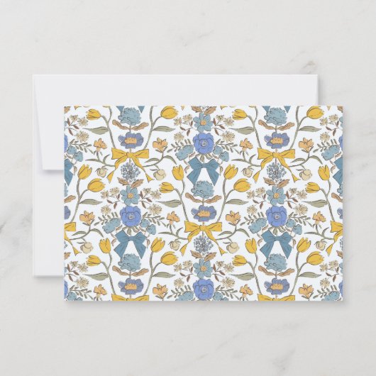 Rustiek Blauw Gele Bogen En Bloemen Trouwen RSVP Kaartje (Achterkant)