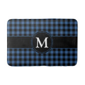 Rustiek blauw geruite cheques patroon monogram badmat (Voorkant)